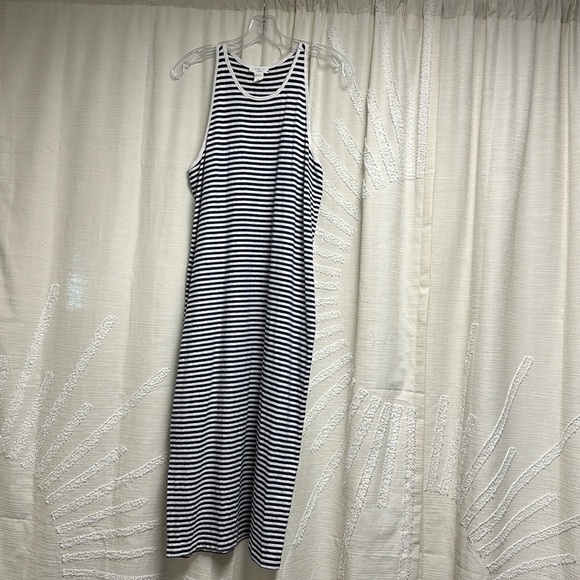 Loft size L Cobalt Blue/ivory Lounge Racerback Midi Dress - Picture 1 of 2